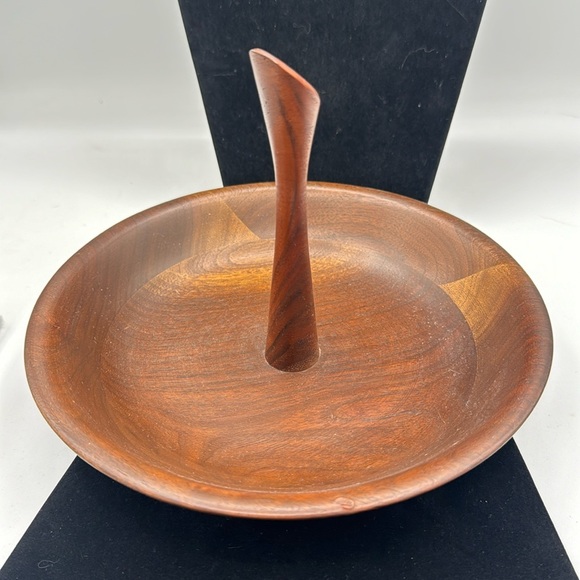 Walnut MCM Serving Bowl with Handle - Picture 1 of 5